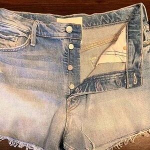 MOTHER Light Blue Button-Fly Denim Shorts